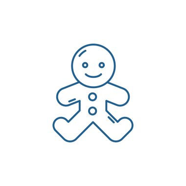 Zencefilli kurabiye adam çizgi simgesini kavramı. Zencefilli kurabiye adam düz vektör simgesi, işareti, anahat illüstrasyon.