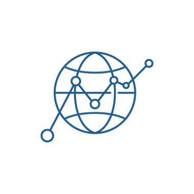 Küresel büyüme satırı simgesi kavramı. Küresel büyüme düz vektör simgesi, işaret, anahat illüstrasyon.