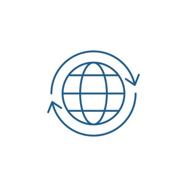 Global lojistik satırı simgesi kavramı. Global lojistik düz vektör simgesi, işaret, anahat illüstrasyon.