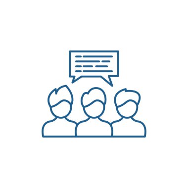 Grup Koçluk satırı simgesi kavramı. Grup Koçluk düz vektör simgesi, işaret, anahat illüstrasyon.