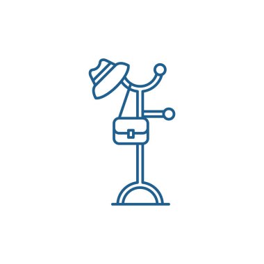 Askı koridor satırı simgesi kavram. Koridordan düz vektör simgesi, işaret, anahat illüstrasyon askı.