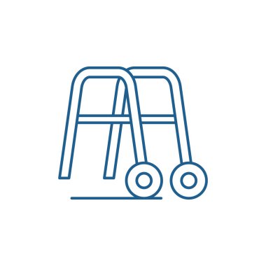 Küpeşte satırı simgesi kavram yürümeye için. Yürüyüş düz vektör simgesi, işaret, anahat illüstrasyon için küpeşteler.