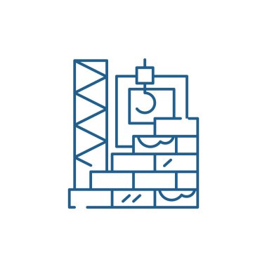 Yüksek doğmak inşaat satırı simgesi kavramı. Yüksek doğmak inşaat düz vektör simgesi, işaret, anahat illüstrasyon.