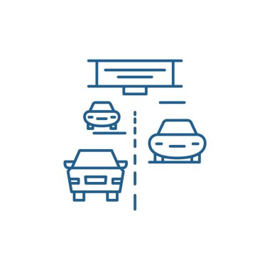 Otoyol satırı simgesi kavramı. Otoyol düz vektör simgesi, işaret, anahat illüstrasyon.