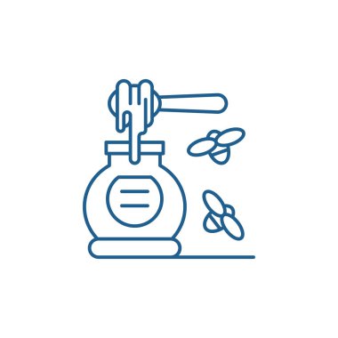 Bal ve arı çizgi simgesini kavramı. Bal ve arı düz vektör simgesi, işaret, anahat illüstrasyon.