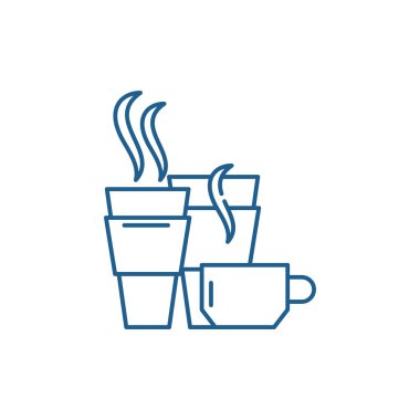 Sıcak içecekler simgesi kavramı satır. Sıcak içecekler düz vektör simgesi, işaret, anahat illüstrasyon.