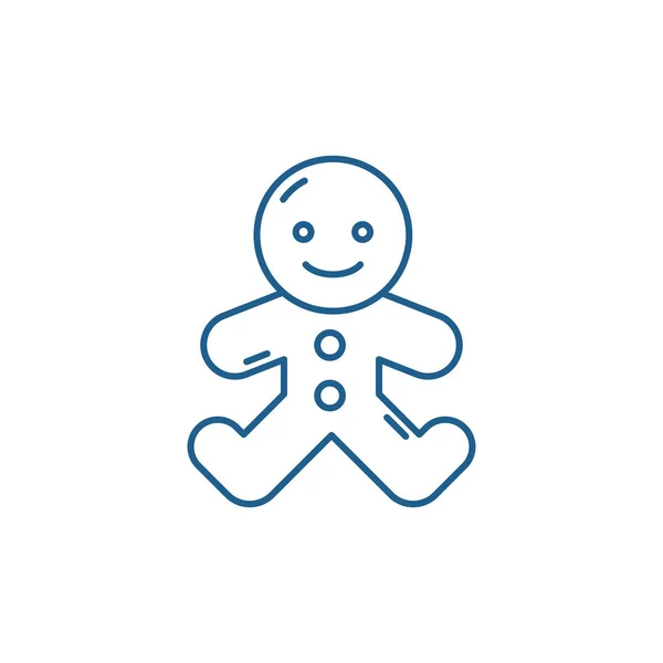 Gingerbread man line icon concept. Gingerbread man flat  vector symbol, sign, outline illustration. — Stock Vector