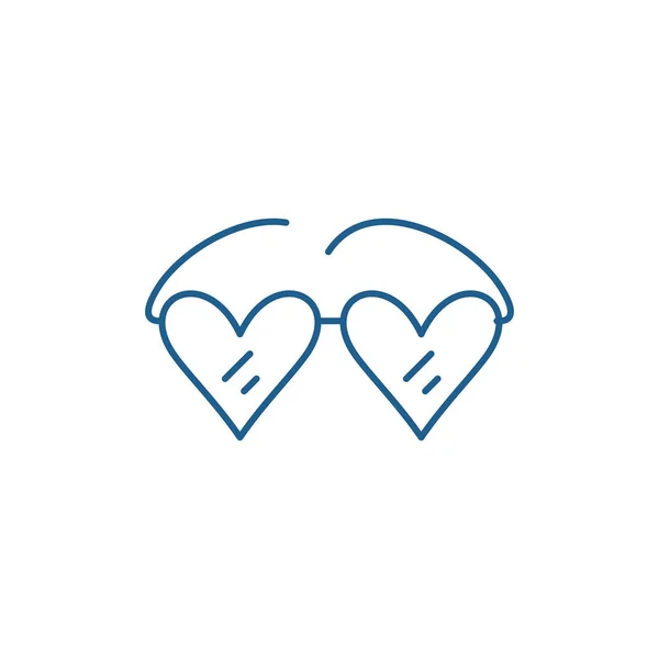 Szemüveg, a szív ikon koncepciójában. Szemüveg szívét lapos vektor szimbólum, jel, szerkezeti ábra. — Stock Vector