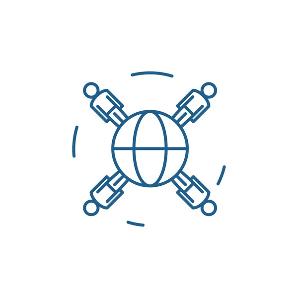Global business networking line icon concept. Global business networking flat  vector symbol, sign, outline illustration.
