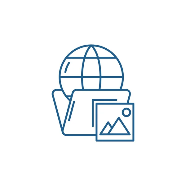 Global cases line icon concept. Global cases flat  vector symbol, sign, outline illustration. — Stock Vector