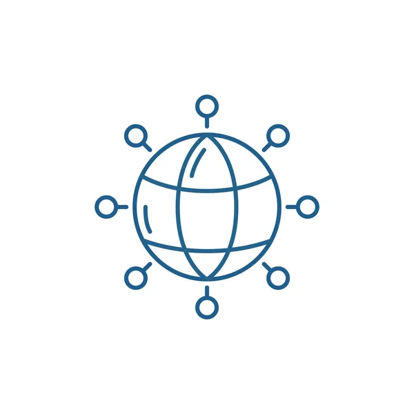 Concepto de icono de línea de conexiones globales. Conexiones globales vector plano símbolo, signo, esquema ilustración . — Vector de stock