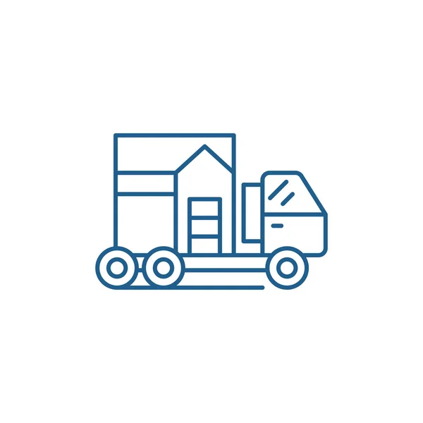 House transportation line icon concept. House transportation flat  vector symbol, sign, outline illustration.