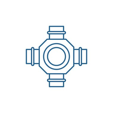 Hub satırı simgesi kavramı. Hub düz vektör simgesi, işaret, anahat illüstrasyon.