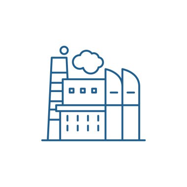 Sanayi merkezi hat simgesi kavramı. Sanayi merkezi düz vektör simgesi, işaret, anahat illüstrasyon.