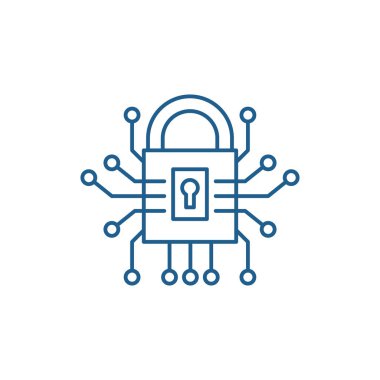 Bilgi güvenlik satırı simgesi kavramı. Bilgi güvenlik düz vektör simgesi, işaret, anahat illüstrasyon.