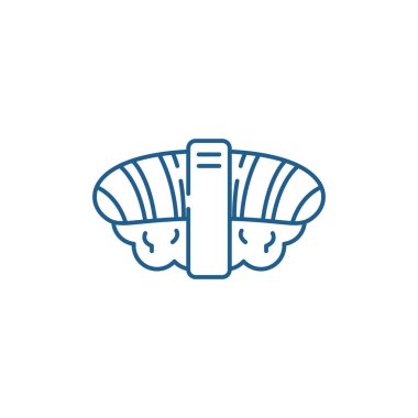 Japon suşi satırı simgesi kavramı. Japon suşi düz vektör simgesi, işaret, anahat illüstrasyon.