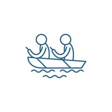 Satırı simgesi kavramı Kayak. Kayak düz vektör simgesi, işaret, anahat illüstrasyon.