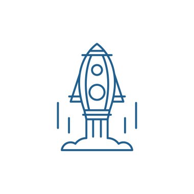 Proje satırı simgesi kavramı lansmanı. Proje düz vektör simgesi, işaret, anahat illüstrasyon lansmanı.