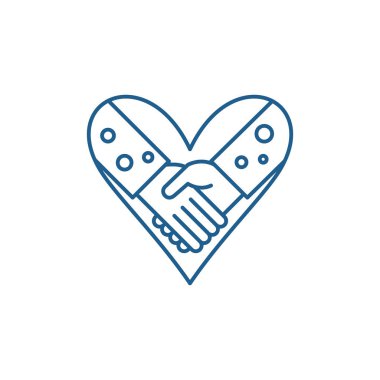 Sevgi vefa satırı simgesi kavramı. Sevgi vefa düz vektör simgesi, işaret, anahat illüstrasyon.