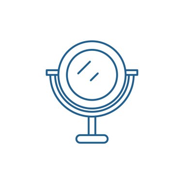 Makyaj aynası satırı simgesi kavramı. Makyaj aynası düz vektör simgesi, işaret, anahat illüstrasyon.