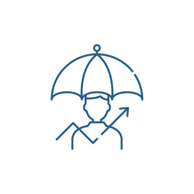 Riskleri satırı simgesi konsept yönetimi. Yönetim riskler düz vektör simgesi, işaret, anahat illüstrasyon.