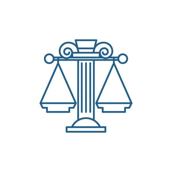 Concetto di icona della linea del sistema giudiziario. Sistema giudiziario simbolo vettoriale piatto, segno, illustrazione contorno . — Vettoriale Stock