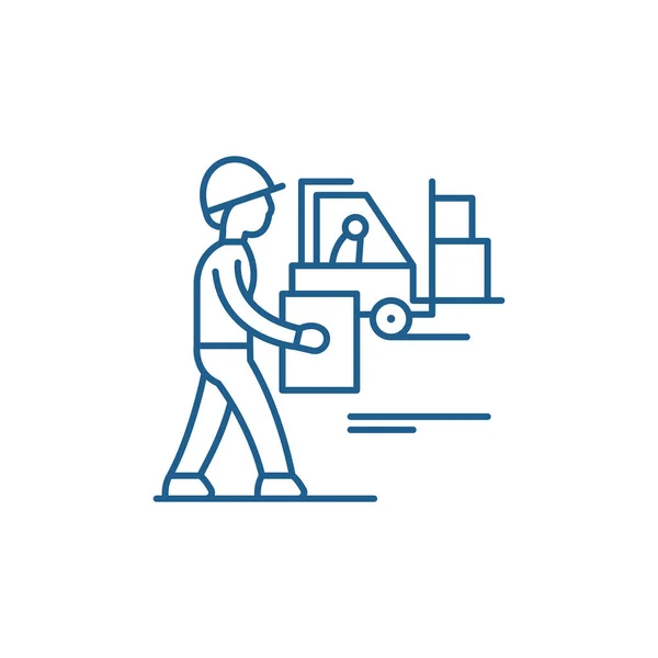 Loading goods line icon concept. Loading goods flat  vector symbol, sign, outline illustration. — Stock Vector