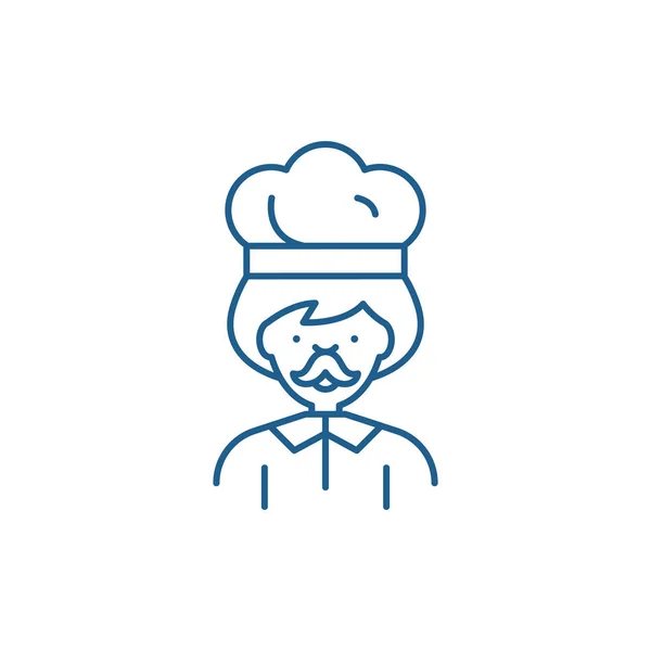 Masculino línea de cocina icono concepto. Cocinero masculino vector plano símbolo, signo, esbozo ilustración . — Vector de stock