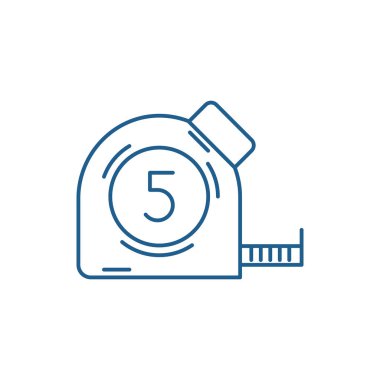 Ölçme bant satırı simgesi kavramı. Ölçme bant düz vektör simgesi, işaret, anahat illüstrasyon.