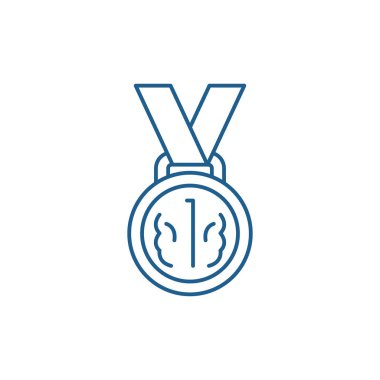 Madalya ilk yer satırı simgesi kavramı. Madalya ilk yer düz vektör simgesi, işaret, anahat illüstrasyon.