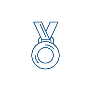 Madalya kazanan satırı simgesi kavramı. Madalya kazanan düz vektör simgesi, işaret, anahat illüstrasyon.