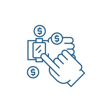 Mobil ödeme satırı simgesi kavramı. Mobil ödeme düz vektör simgesi, işaret, anahat illüstrasyon.