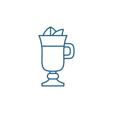 Mulled şarap satırı simgesi kavramı. Mulled şarap düz vektör simgesi, anahat illüstrasyon işareti.