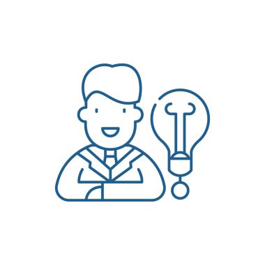 Yeni iş fikri çizgi simgesini kavramı. Yeni iş fikri düz vektör simgesi, işaret, anahat illüstrasyon.