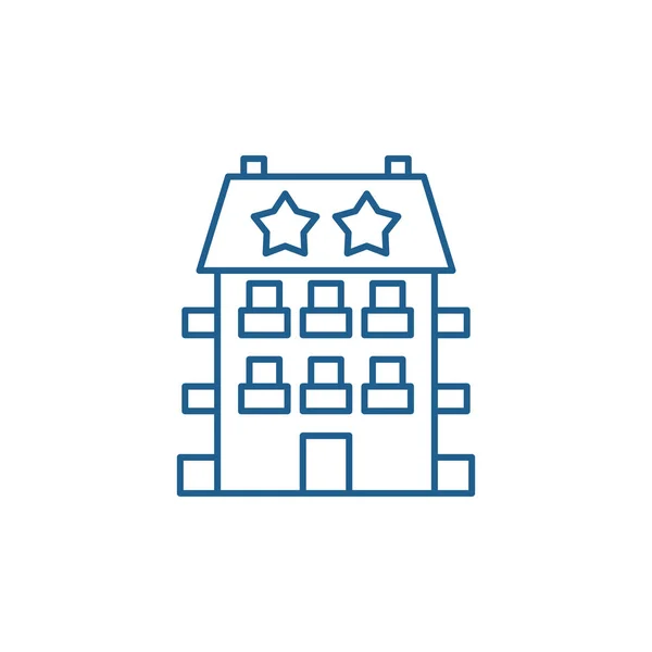 Mini hotel line icon concept. Mini hotel flat  vector symbol, sign, outline illustration.