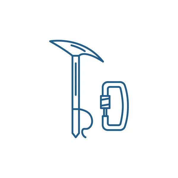 Équipement d'alpinisme ligne icône concept. Équipement d'alpinisme symbole vectoriel plat, signe, illustration de contour . — Image vectorielle