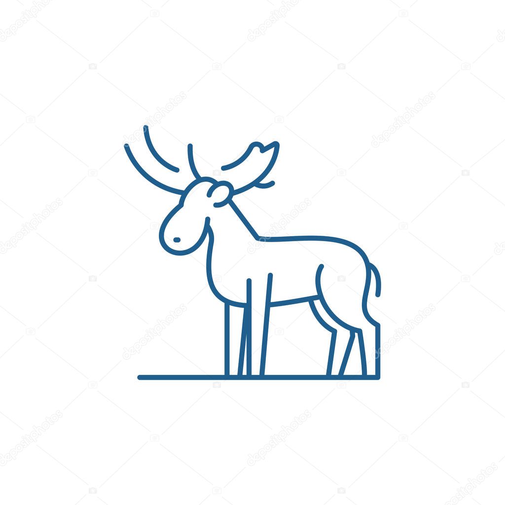 Moose line icon concept. Moose flat  vector symbol, sign, outline illustration.