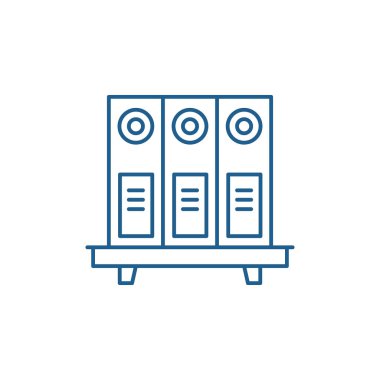 Ofis raf satırı simgesi kavramı. Ofis raf düz vektör simgesi, işaret, anahat illüstrasyon.