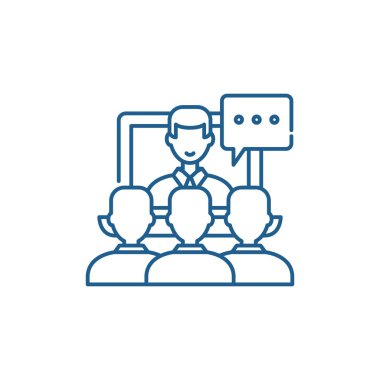 Online ders satırı simgesi kavramı. Online ders düz vektör simgesi, işaret, anahat illüstrasyon.