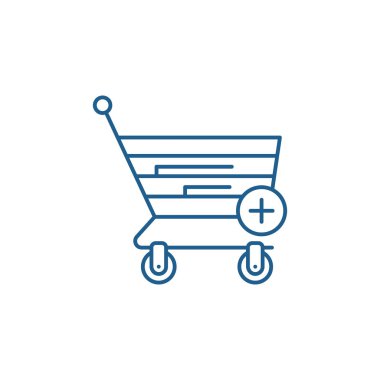 Online alışveriş satırı simgesi kavramı. Online alışveriş düz vektör simgesi, işaret, anahat illüstrasyon.