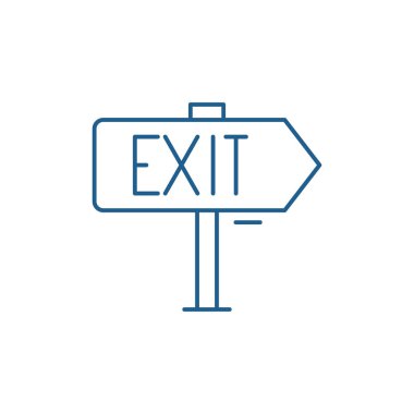 Çıkış satır simgesi kavramı. Çıkış düz vektör simgesi, işaret, anahat illüstrasyon.