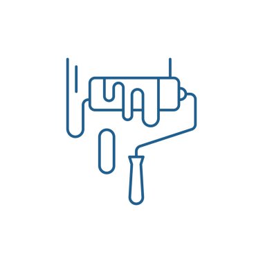 Tablo satırı simgesi kavramı çalışır. Boyama işleri düz vektör simgesi, işaret, anahat illüstrasyon.