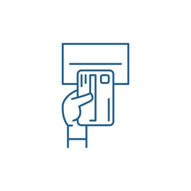 Ödeme giderleri satırı simgesi kavramının. Ödeme masrafları düz vektör simgesi, işaret, anahat illüstrasyon.