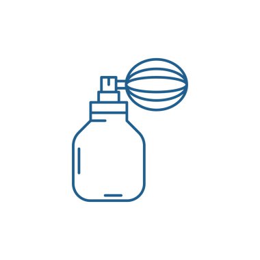 Parfüm satırı simgesi kavramı. Parfüm düz vektör simgesi, işaret, anahat illüstrasyon.