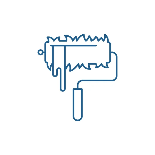 Concept d'icône de ligne de rouleau de peinture. Rouleau de peinture vecteur plat symbole, signe, illustration de contour . — Image vectorielle