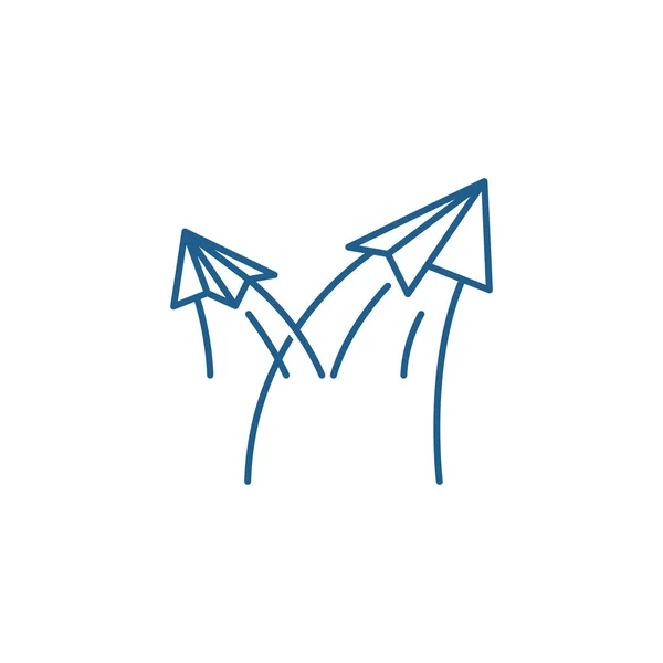 Concetto icona linea aerei di carta. Aerei di carta piatto simbolo vettoriale, segno, illustrazione contorno . — Vettoriale Stock