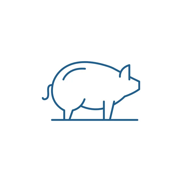 Pig Line Icon-Konzept. Schwein flache Vektorsymbol, Zeichen, Umriss Illustration. — Stockvektor