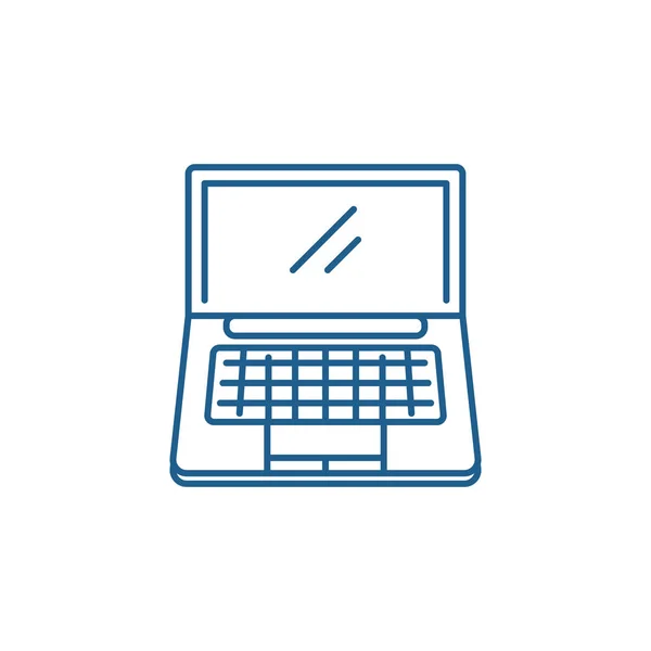 Concetto di icona della linea di computer portatile. Simbolo vettoriale piatto del computer portatile, segno, illustrazione del contorno . — Vettoriale Stock
