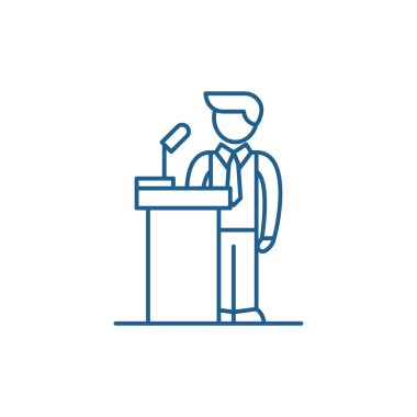 Kamu performans satırı simgesi kavramı. Kamu performans düz vektör simgesi, işaret, anahat illüstrasyon.