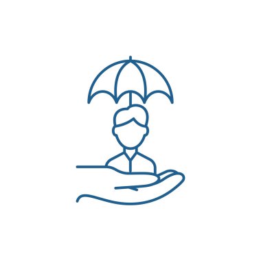 Risk yönetimi satırı simgesi kavramı. Risk yönetimi düz vektör simgesi, işaret, anahat illüstrasyon.